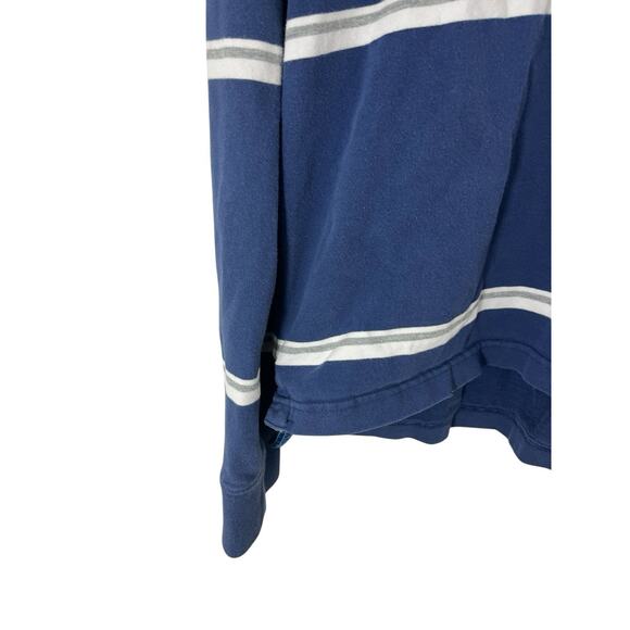 Abercrombie Fitch Polo Shirt Mens XXL 2XL Rugby Muscle Blue White Stripe Moose - Picture 3 of 8